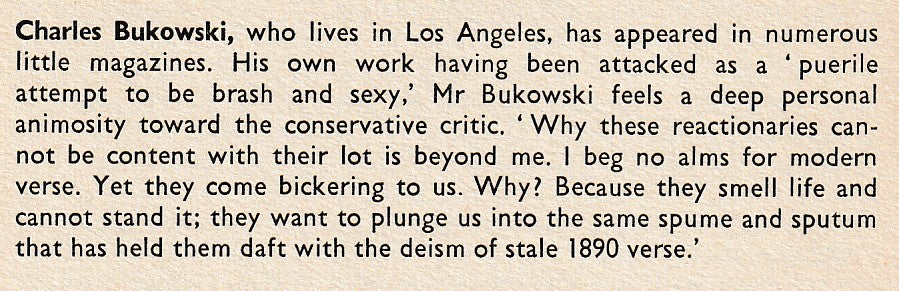 Nomad Vol. 5/6 -- Early Essay and Two First Appearance Poems by Charles Bukowski (1960)