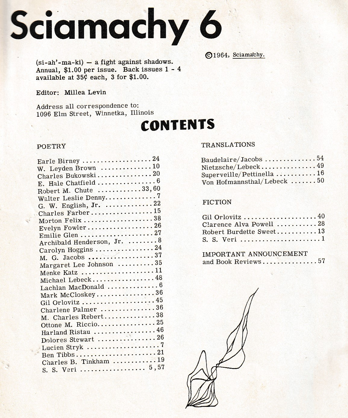 Sciamachy No. 6 -- Two First Appearance Charles Bukowski Poem (1964)