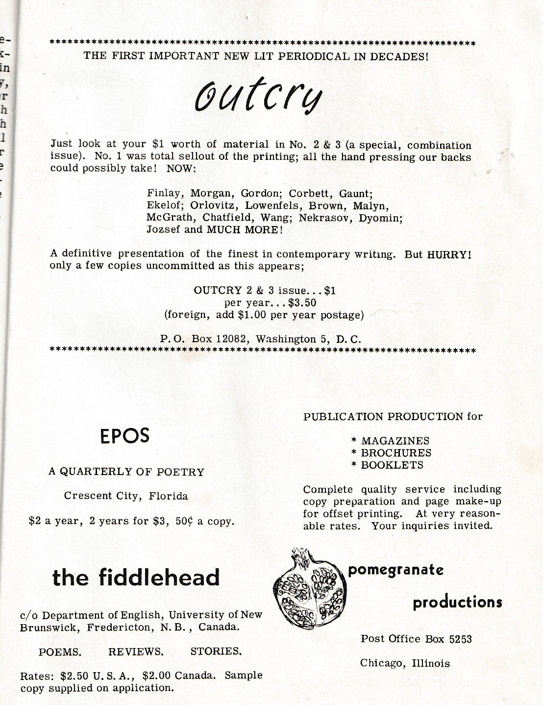 Sciamachy No. 6 -- Two First Appearance Charles Bukowski Poem (1964)