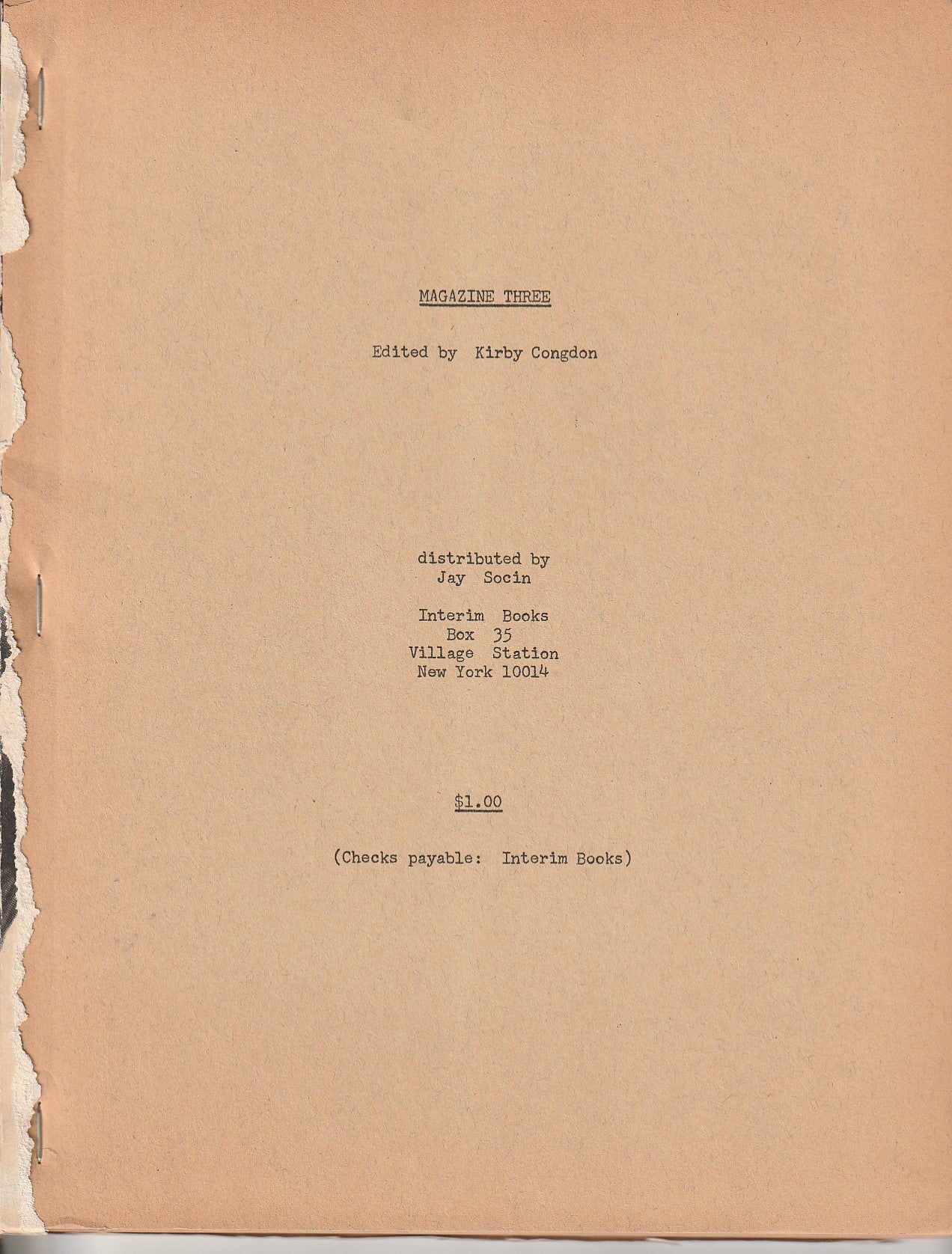 Magazine 3 -- One Letter from Charles Bukowski (1966)