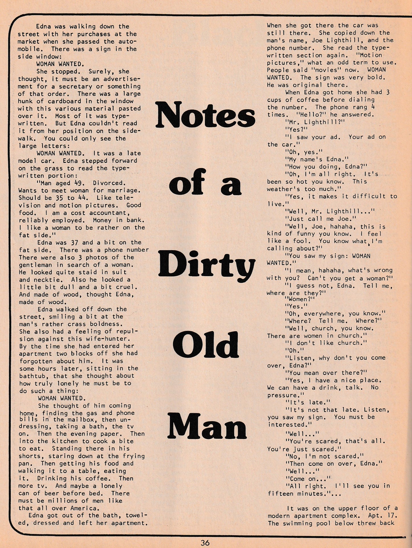 RAMA Vol. IV, No. 1 -- Notes of a Dirty Old Man Column (1974)