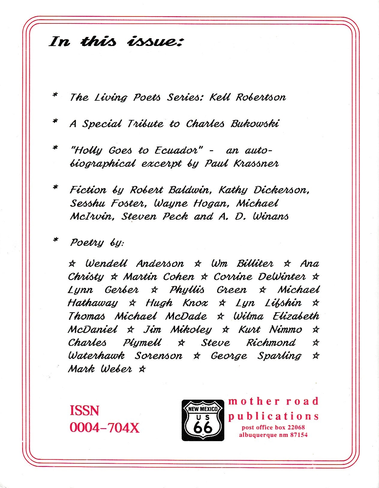 Atom Mind Vol. 4, No. 14 -- Three Poems and Commentary in Charles Bukowski Special Issue (1994)