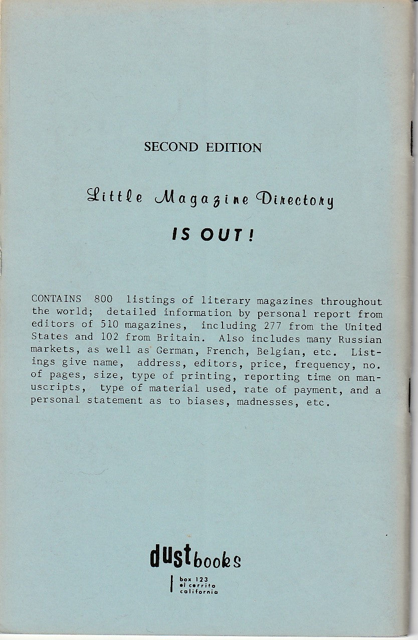Dust 8, Vol. 2, No. 4 -- One First Appearance Charles Bukowski Poem (1966)