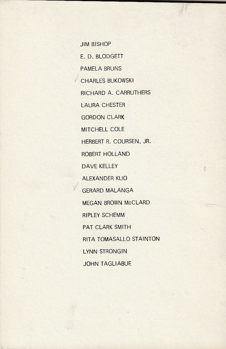 Bartleby's Review Vol. 1, No. 2 -- One Charles Bukowski Poem (1973)