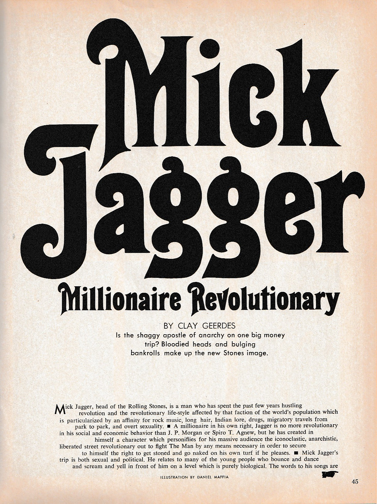 Knight April 1970 -- First Appearance Short Story by Charles Bukowski: The Great Zen Wedding (1970,) Plus Mick Jagger Photos
