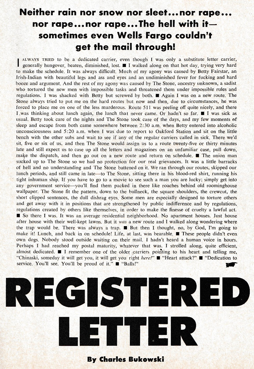 Knight November 1970 -- Unedited Chapter from Post Office by Charles Bukowski, Plus Spread on George Lucas and THX 1138