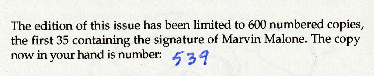 Wormwood Review 145 – 146 #539/600 -- Final Issue: Special Marvin Malone Issue of Wormwood Review with Charles Bukowski Drawings and Short Poem, Malone, Malone.