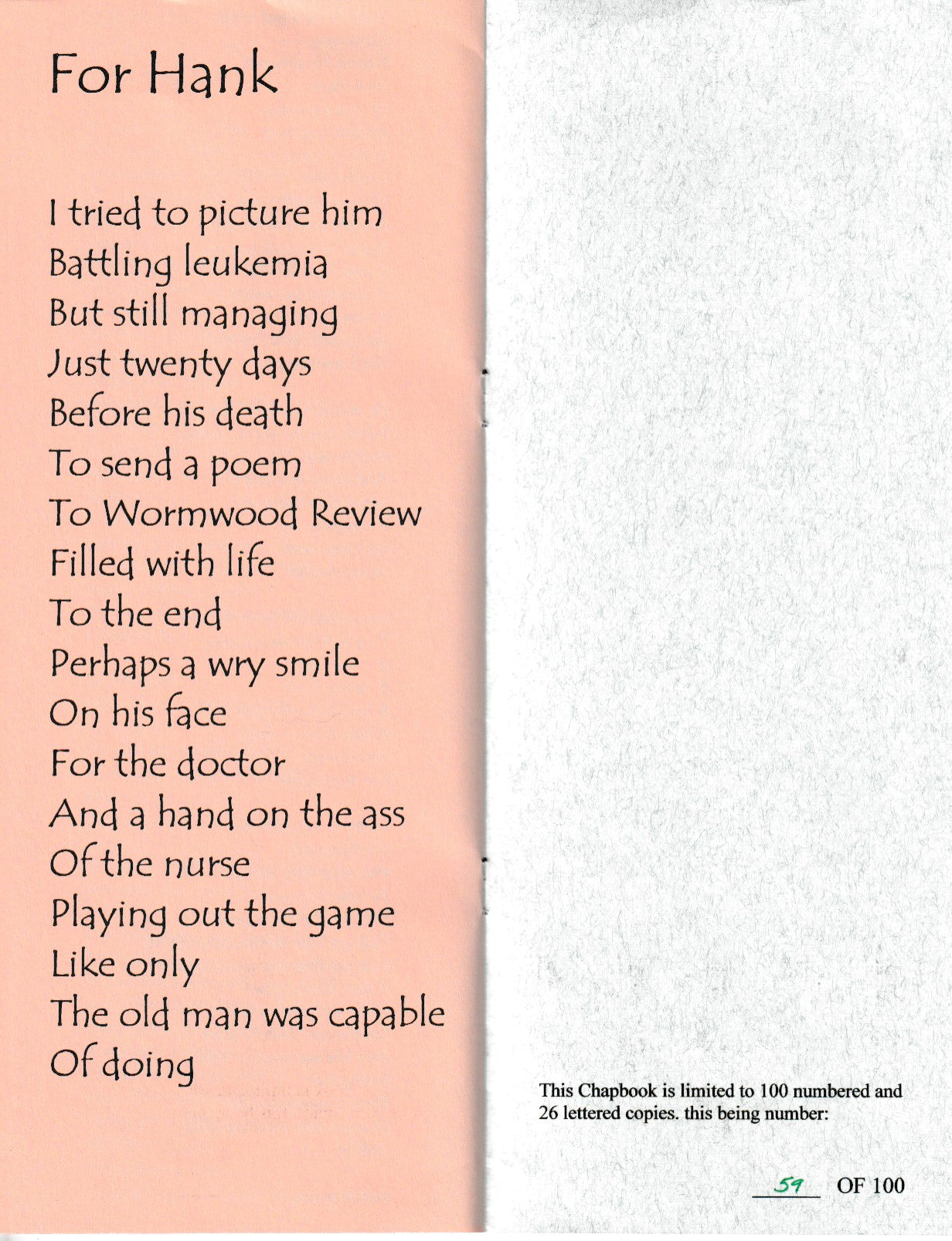 Publisher (1/7) and Regular Edition Signed by Michael Montfort and A.D. Winans "POEM FOR ALL THE KIDS WHO COULDN'T GET ENOUGH OF BUKOWSKI"