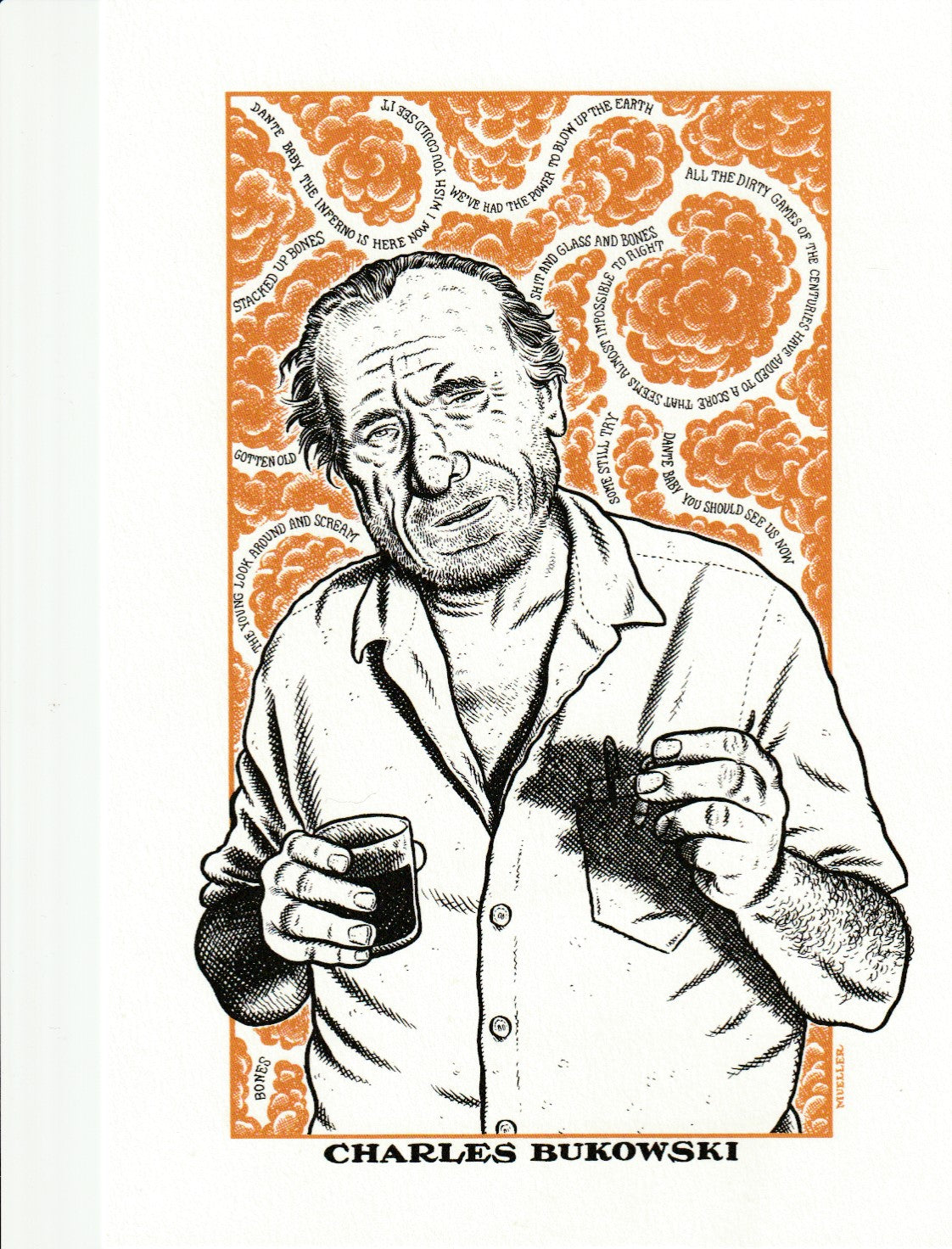 Poem For Dante Featuring Bukowski Portrait (#7/150)