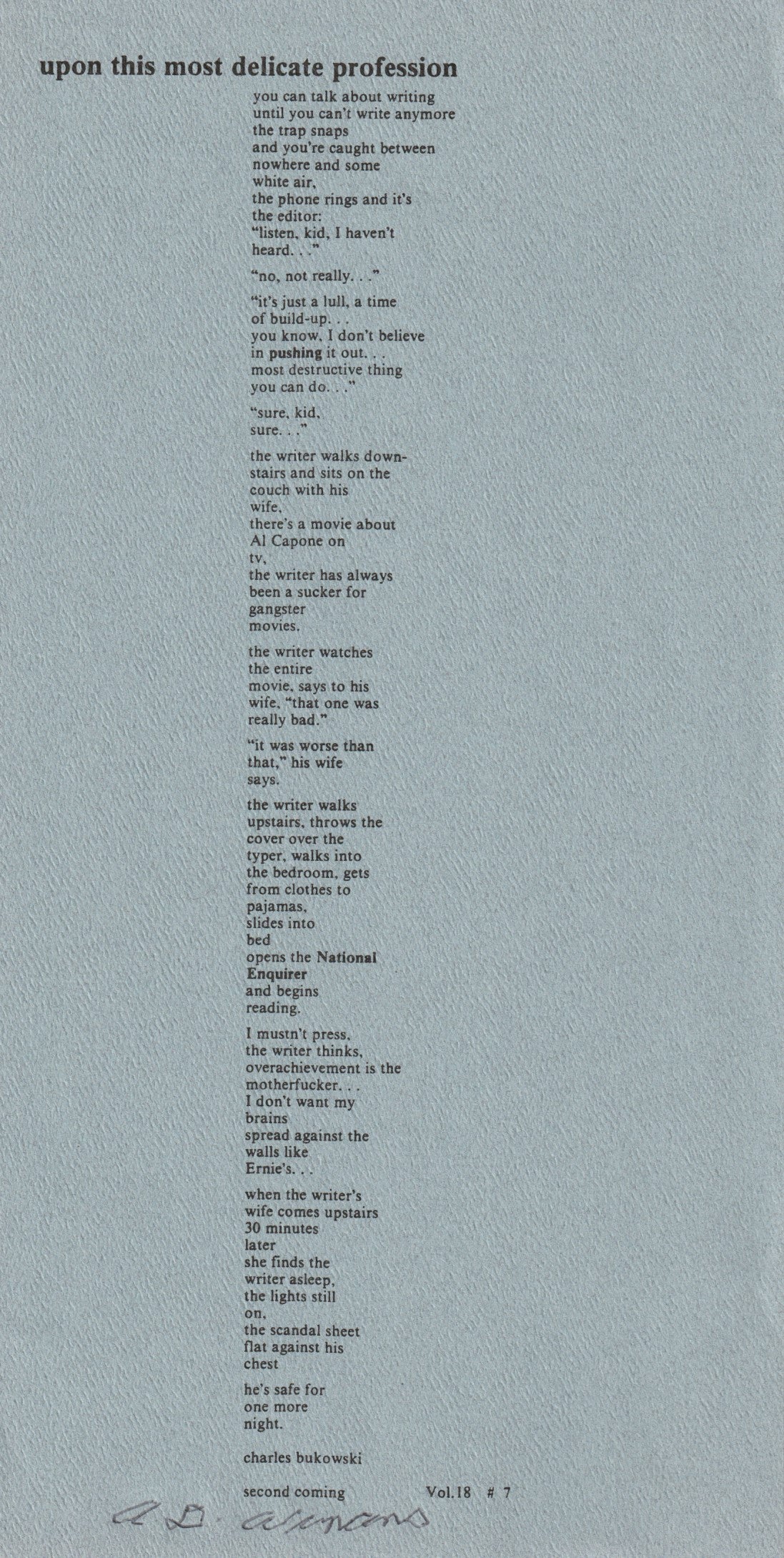 Upon This Most Delicate Profession -- Signed by A. D. Winans (1990)