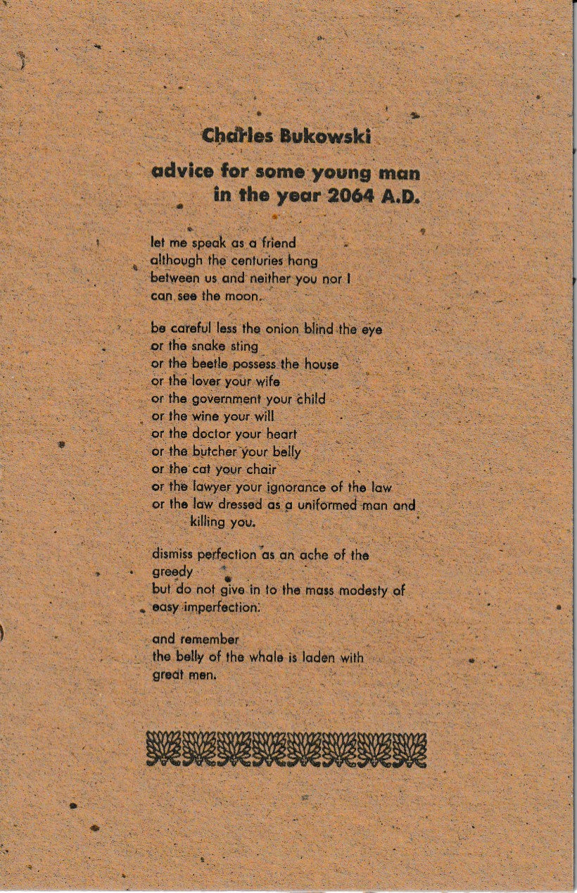 Advice for Some Young Man in the Year 2064 A.D. – Cardboard Variant with Hand-Written Notes