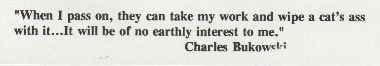 Charles Bukowski: A Publishing History, featuring David Gregor