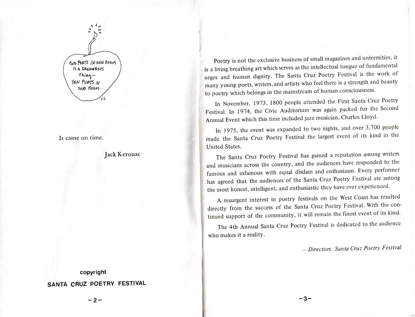Program for 4th Annual SANTA CRUZ Poetry Festival (1976)