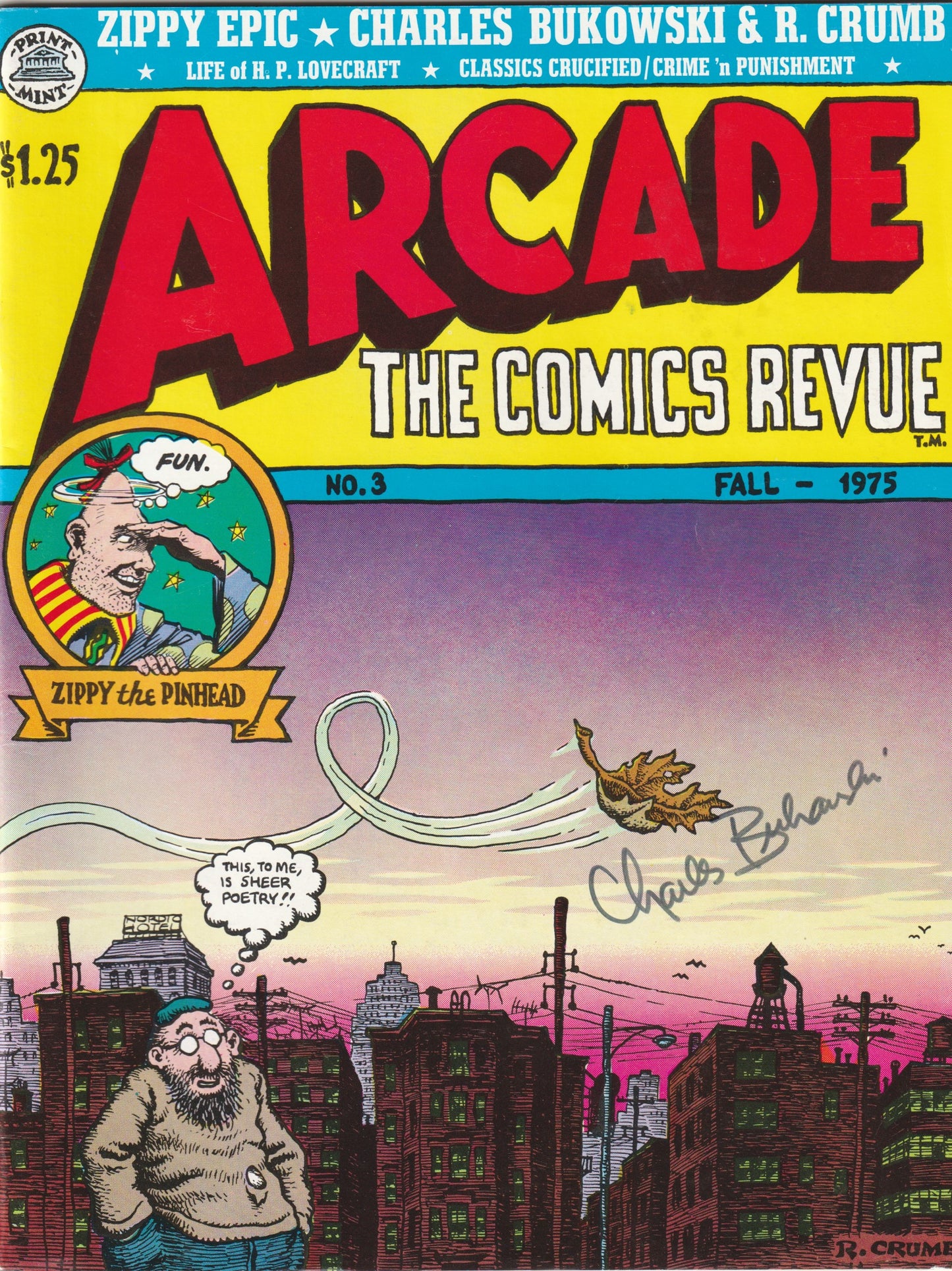 Signed Issue of Arcade 3 with a Bukowski Short-Story Illustrated by R. Crumb