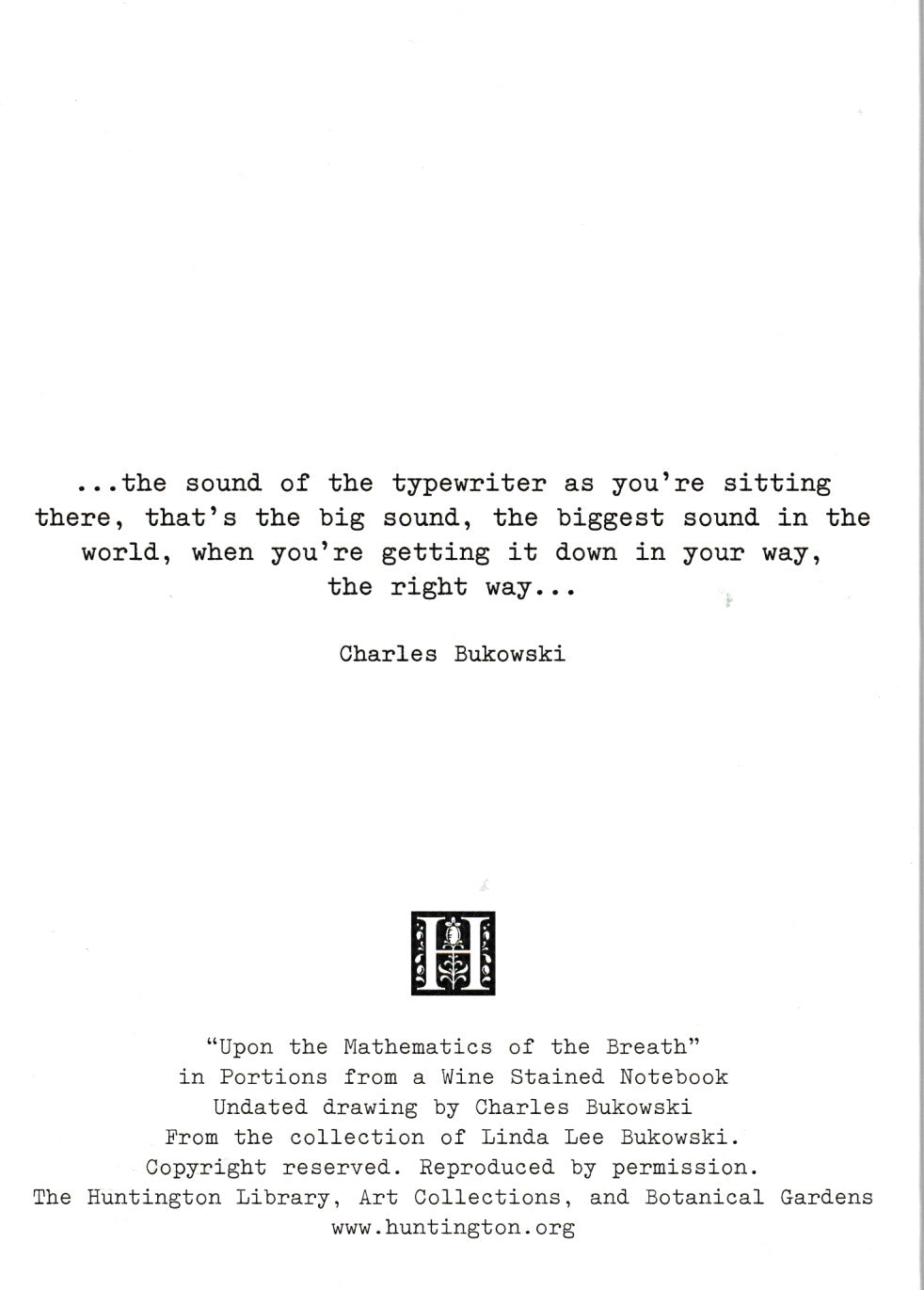 Charles Bukowski Poet on the Edge: Huntington Library Exhibit (2011)