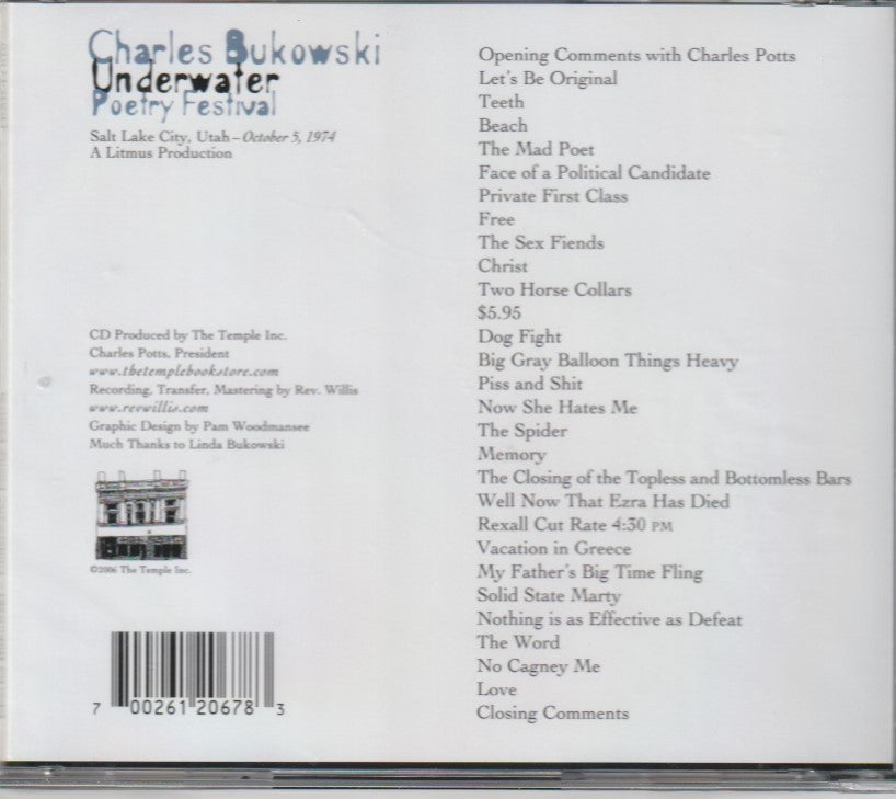 Flyer and CD for Bukowski Reading at the Underwater Poetry Festival (1974)