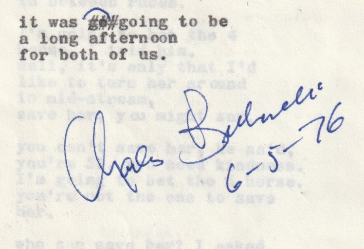 Longshot: Signed Manuscript by Charles Bukowski