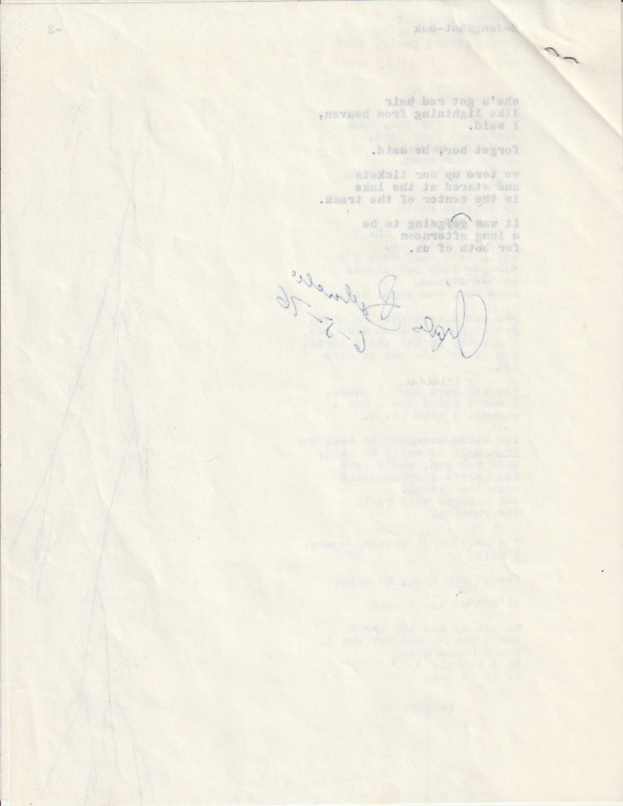 Longshot: Signed Manuscript by Charles Bukowski