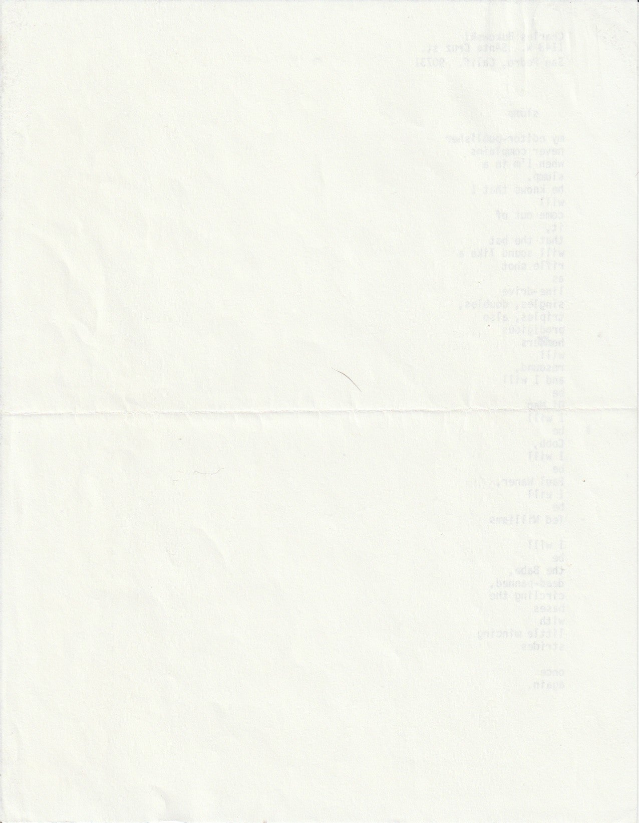Slump: Unsigned Manuscript by Charles Bukowski