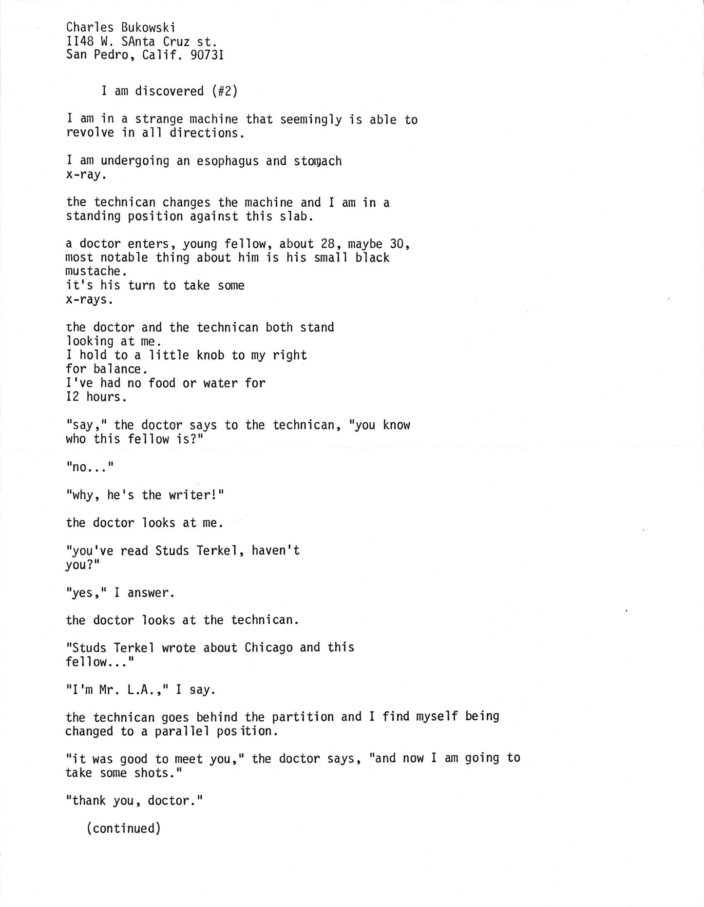 I Am Discovered #1 & #2: Two Unpublished Manuscripts by Charles Bukowski