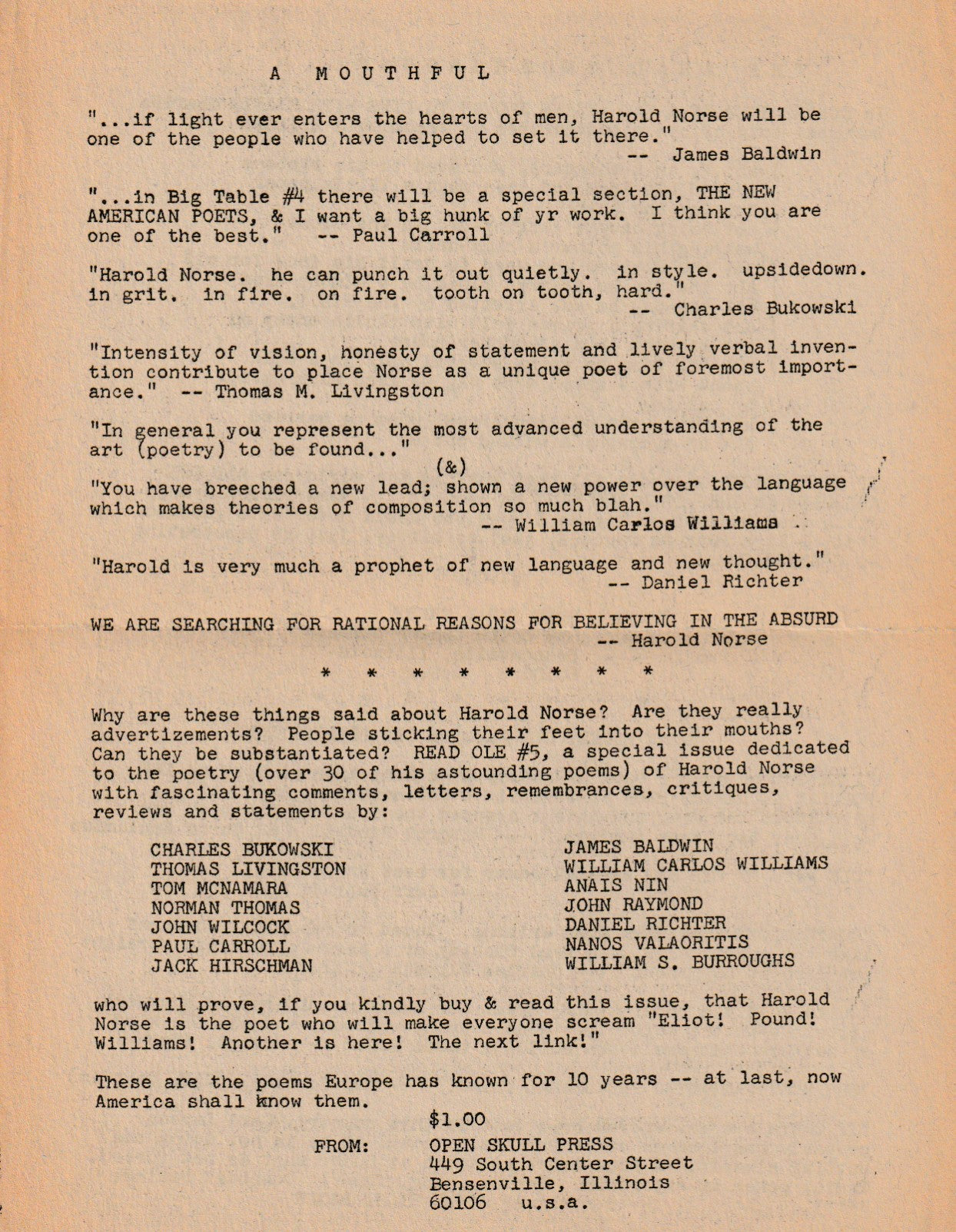 All the Assholes in the World and Mine with Book Announcement (1966)