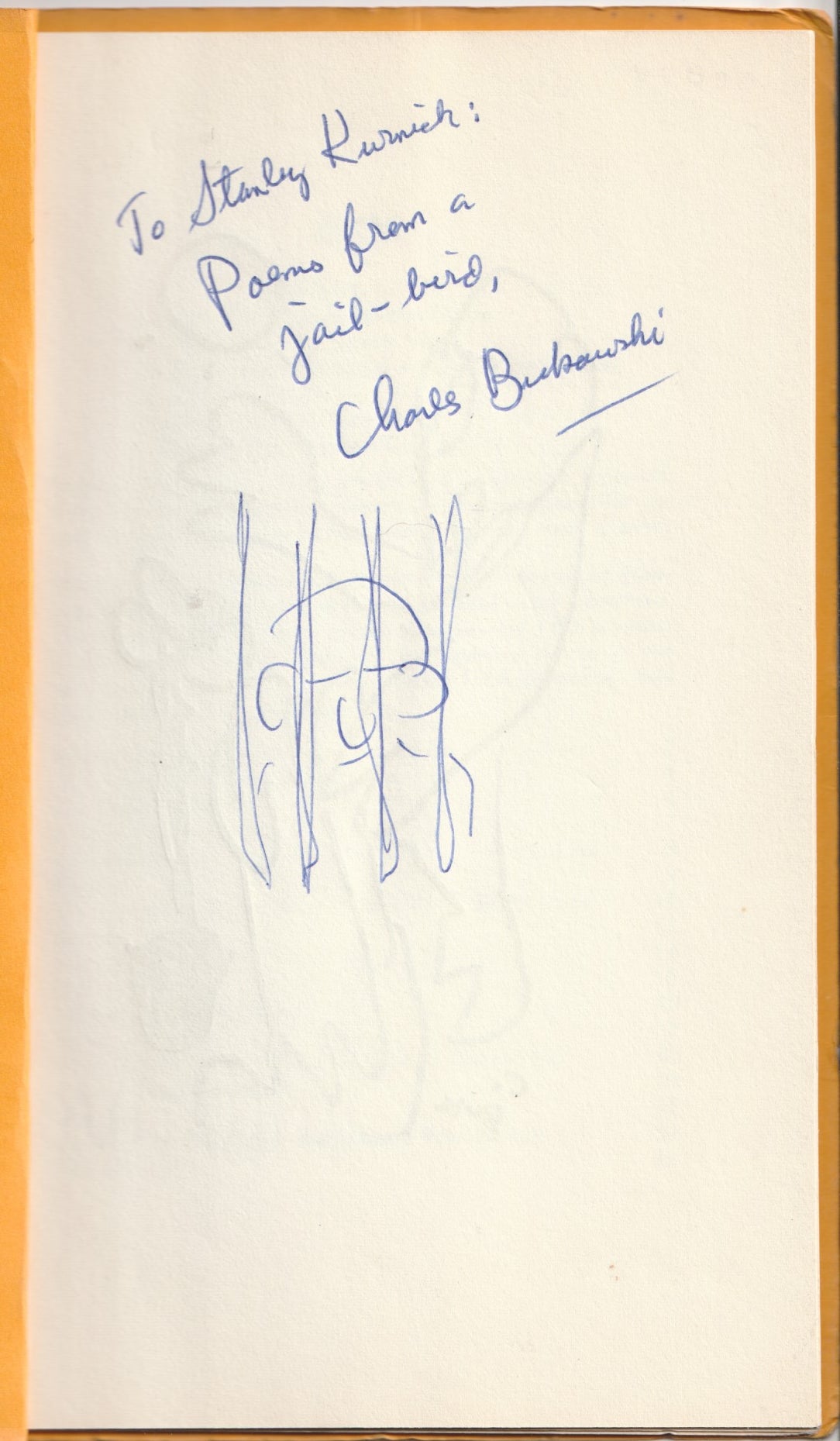 Inscribed with Original Drawing by Charles Bukowski: Poems and Drawings (1962)