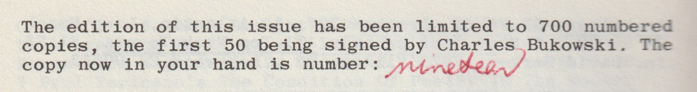 Wormwood Review 81-82 -- Deluxe Edition Signed Twice by Bukowski (19/50)