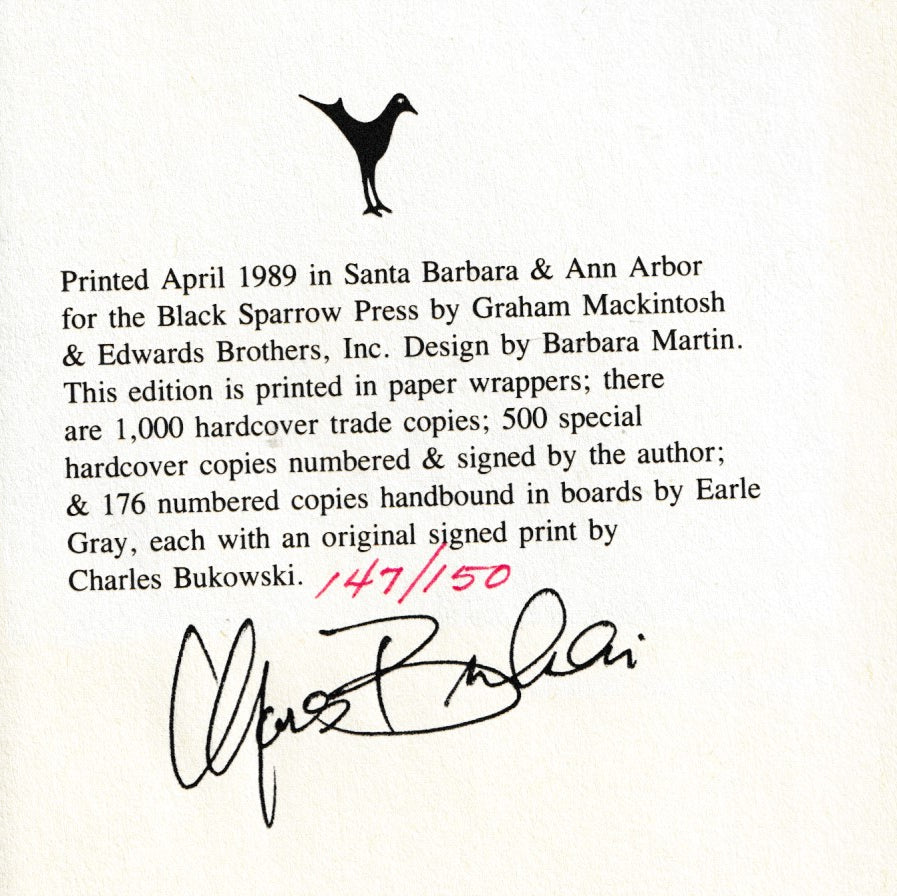 Hollywood Deluxe Edition (#147/150) with Signed Serigraph by Charles Bukowski