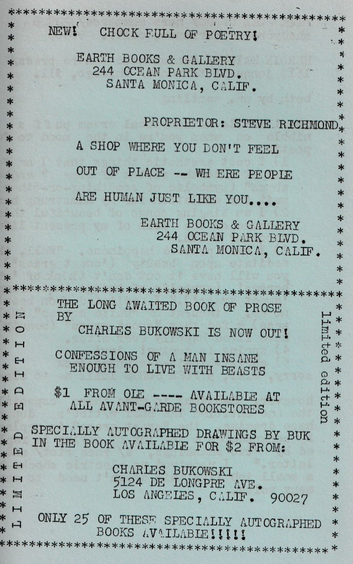 OLE 3: Variant Cover with Hand-Colored Title, Standard Version of Issue, Flyer, and One Uncollected Poem.
