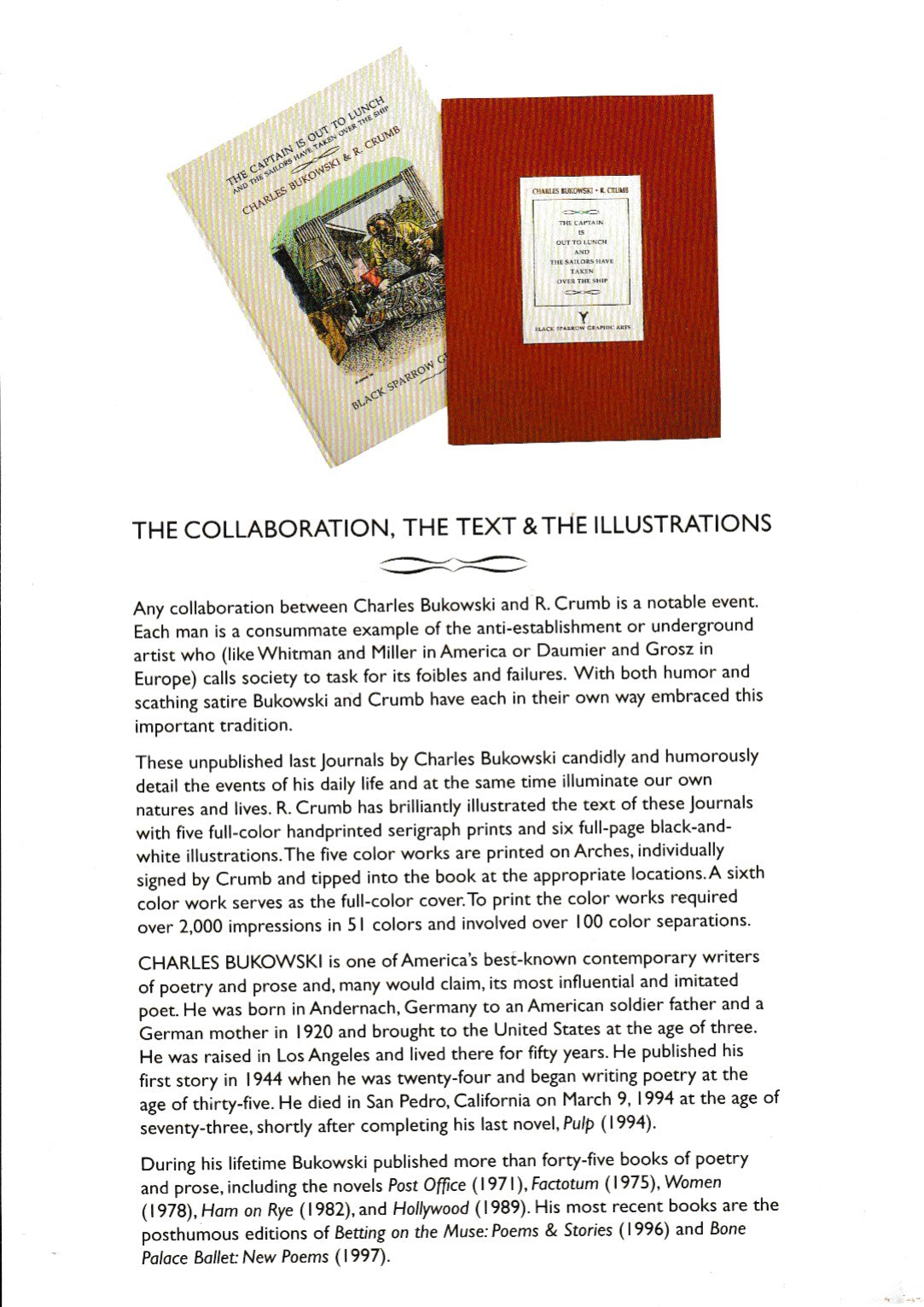The Captain is Out to Lunch with Prospectus: Published by Black Sparrow Graphic Arts (46/175)