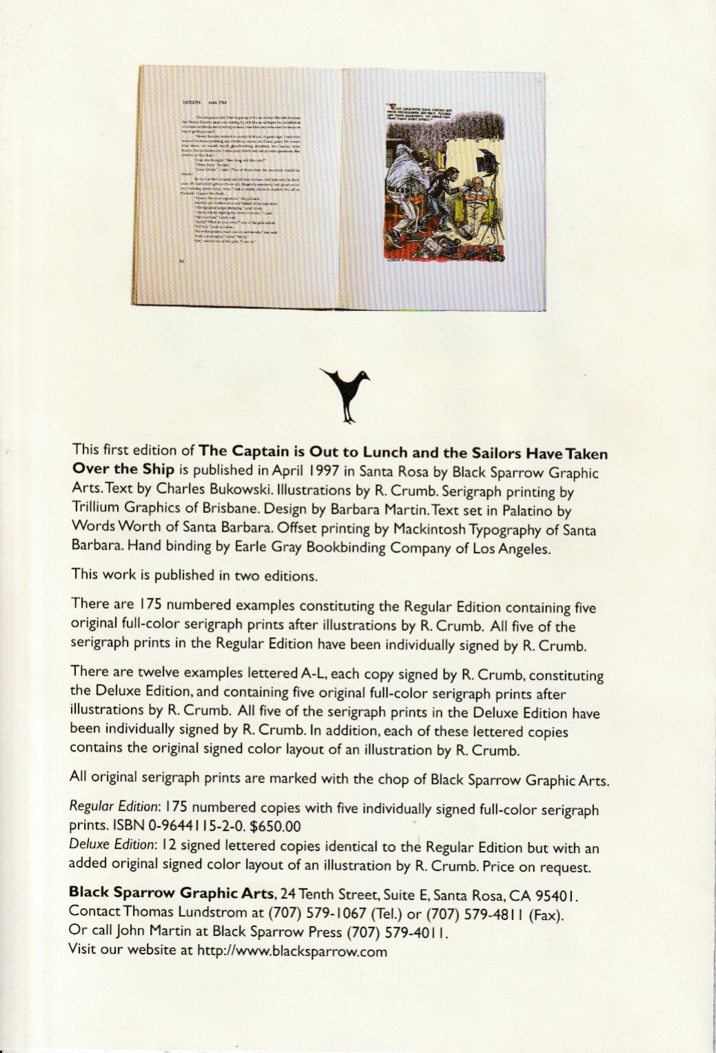 The Captain is Out to Lunch with Prospectus: Published by Black Sparrow Graphic Arts (46/175)
