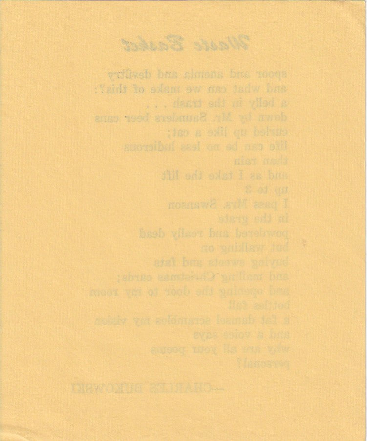 Coffin 1 – Signed Letter and Portfilio Featuring Charles Bukowski’s First Standalone Work