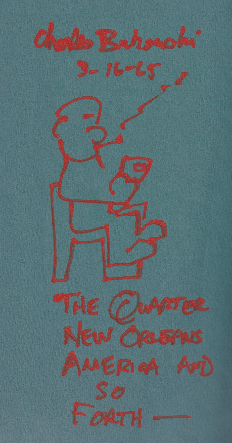 Dec. 23, 1964 , Charles Bukowski Signed Letter to the Webbs and Signed Full-Page Inscription and Drawing in Crucifix in a Deathhand