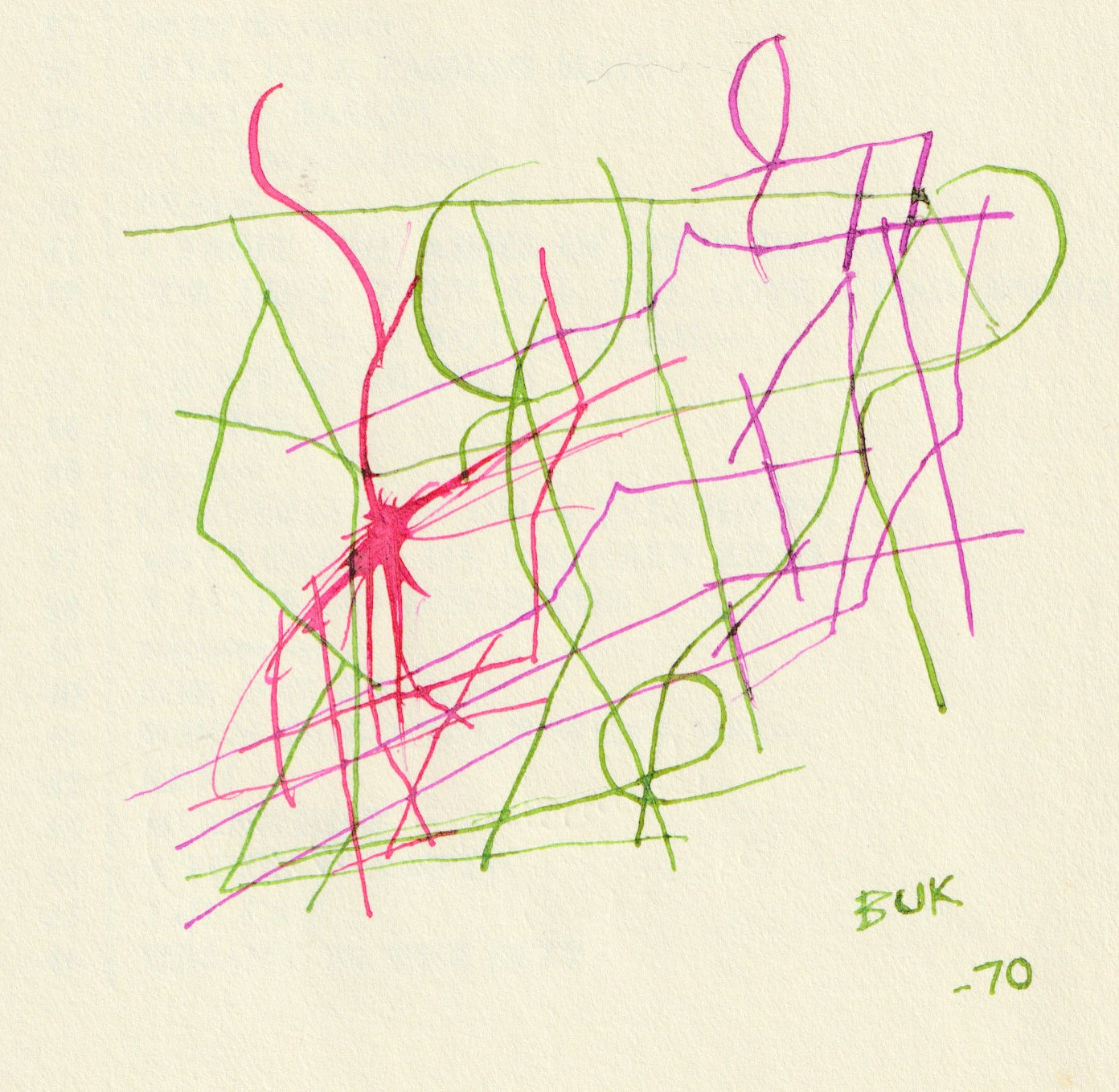 Signed Pastel Drawing with Two Additional Signatures: The Days Run Away Like Wild Horses Over the Hills (1969)