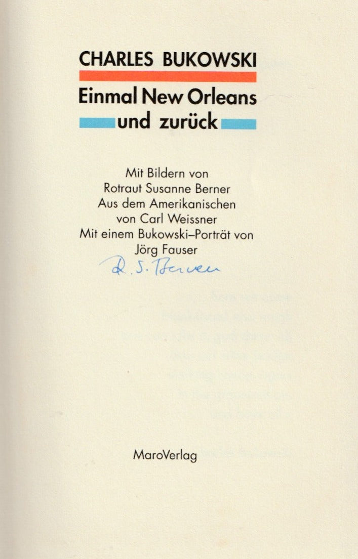 Signed by Rotraut S Berner: Einmal New Orleans Und Zuruck