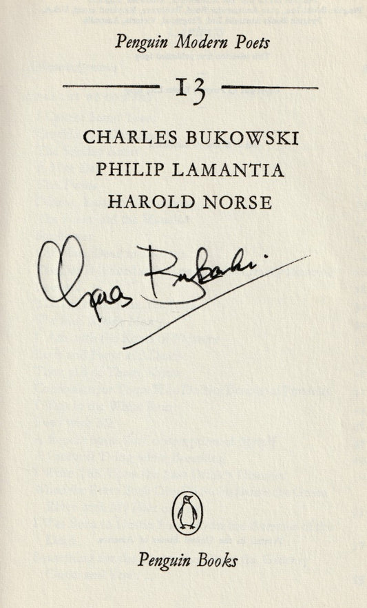 Signed by Charles Bukowski: Penguin Modern Poets 13 (1969)
