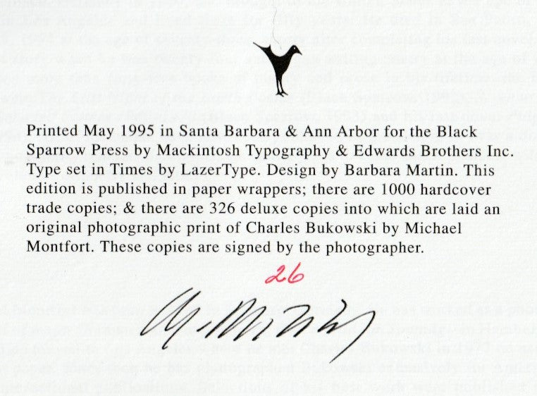 Signed by Michael Montfort with Photograph (#26/326): Shakespeare Never Did This by Charles Bukowski