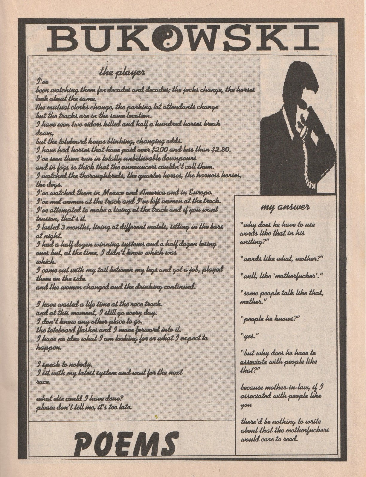 Half-Truth 13 -- Two Poems By Charles Bukowski (1993)