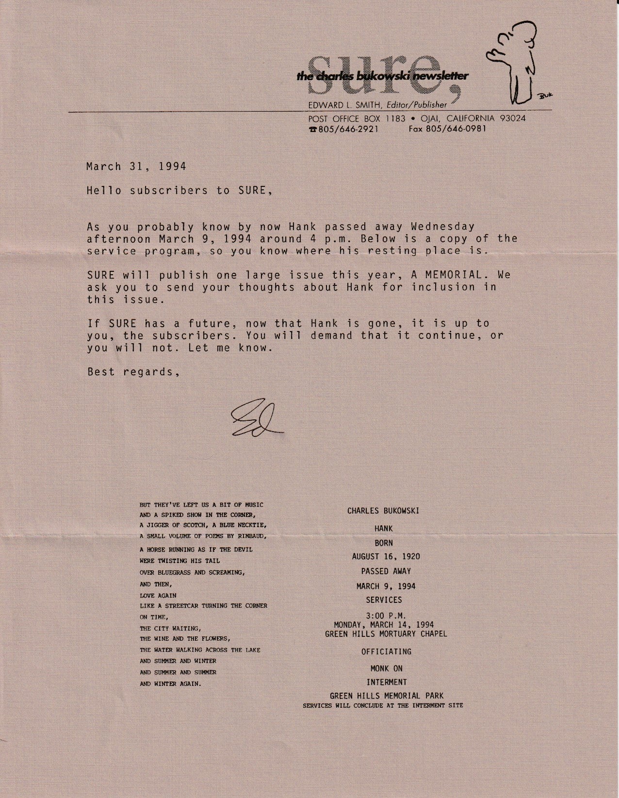 Sure 10 -- Signed Twice by Lawrence Ferlinghetti and Linda King