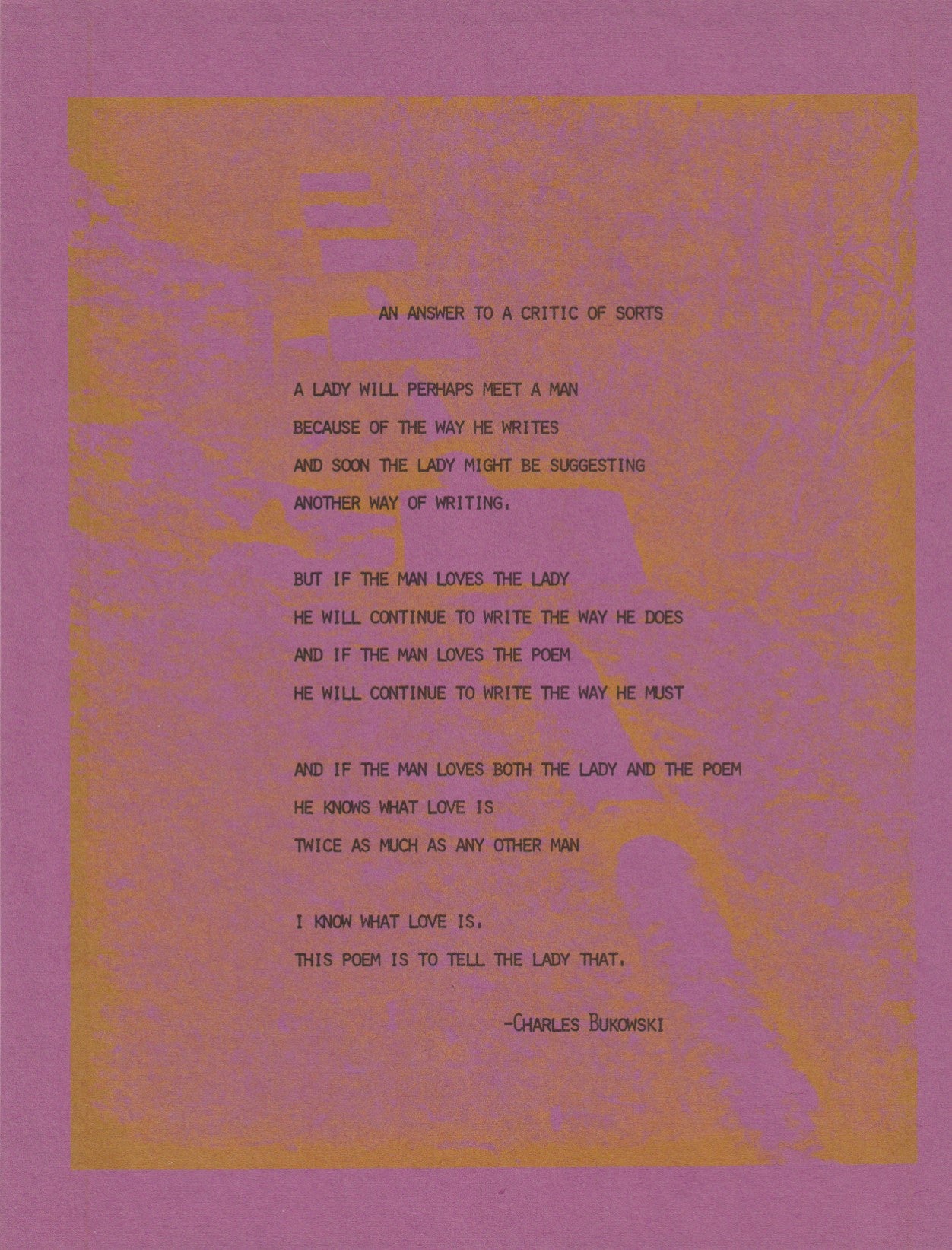 Stooge 5 Portfolio with An Answer to a Critic of Sorts: Extremely Rare Charles Bukowski Broadside
