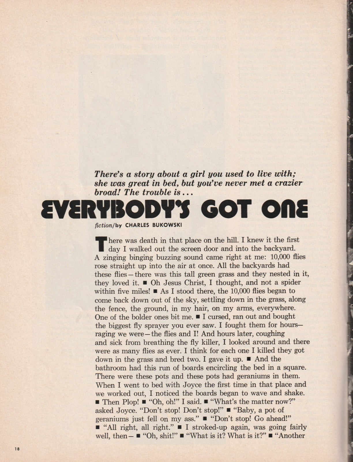 Adam August 1970 -- Everybody's Got One: Chapter from Post Office by Charles Bukowski