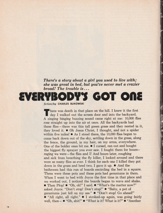 Adam August 1970 -- Everybody's Got One: Chapter from Post Office by Charles Bukowski