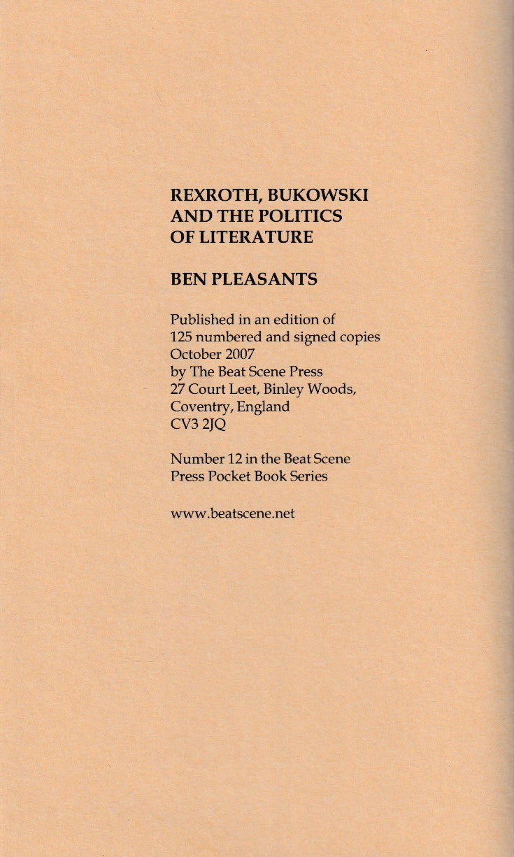 Rexroth, Bukowski and the Politics of Literature (#96/125)