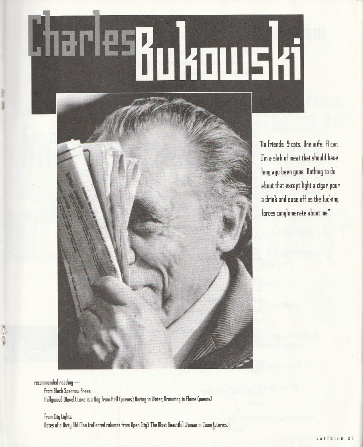 Caffeine No. 1 – Two First Appearance Charles Bukowski Poems (1992)