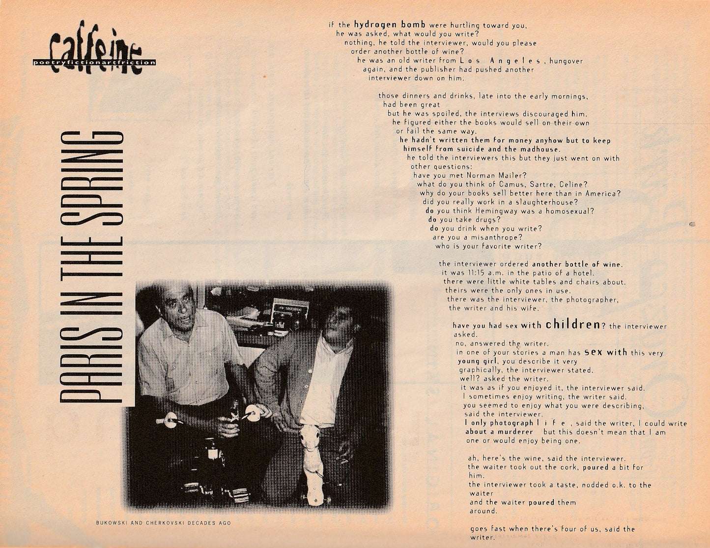 Caffeine No. 2 – Two First Appearance Charles Bukowski Poems (1993)