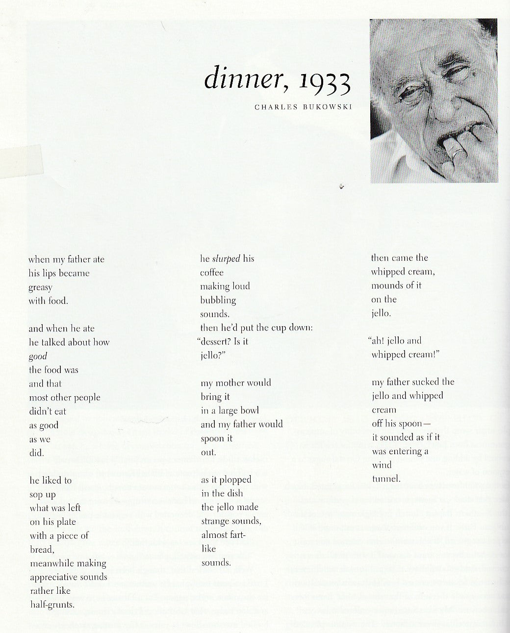 Gastronomica Vol. 1, No. 4. Fall 2001 – One Charles Bukowski Poem