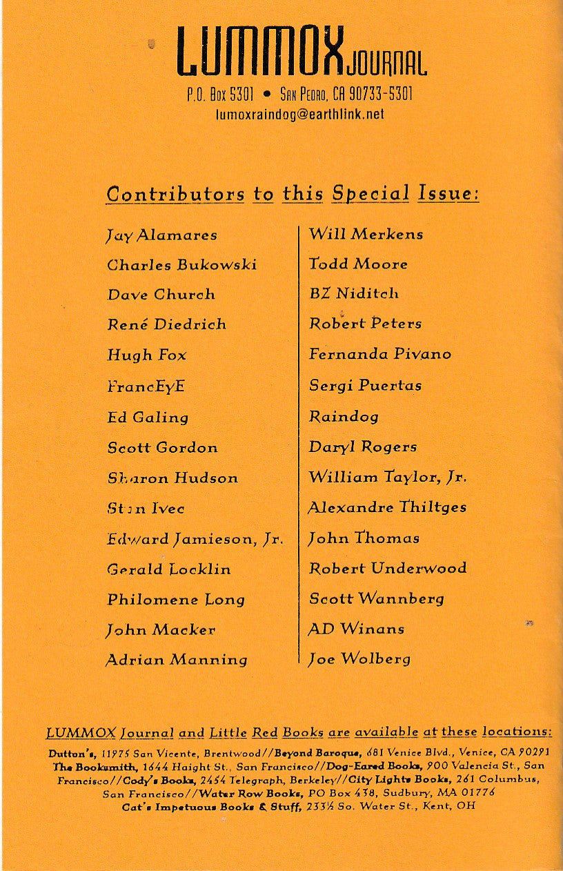 Lummox Journal Vol. 6, August 2000 -- Last Bukowski Issue
