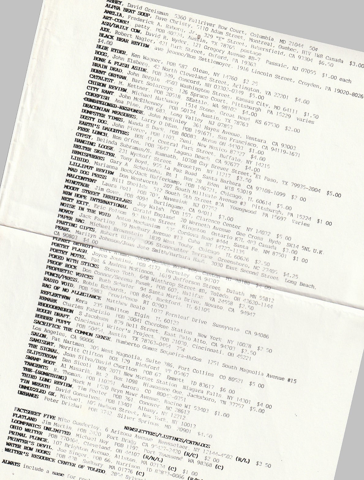 Impetus, Issue 19, February 1991 – One Uncollected Charles Bukowski Poem