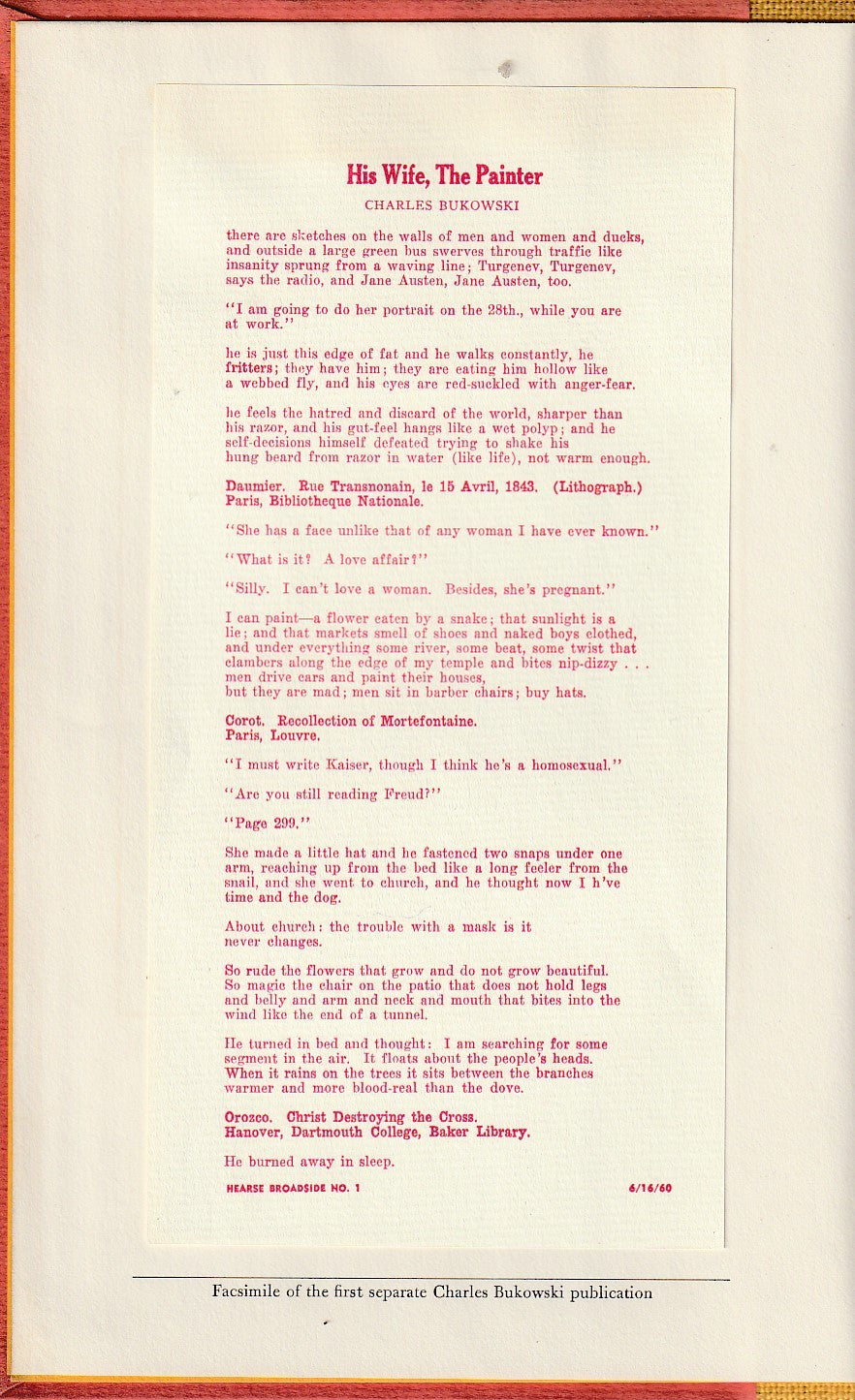 A Bibliography of Charles Bukowski – Signed #225/350