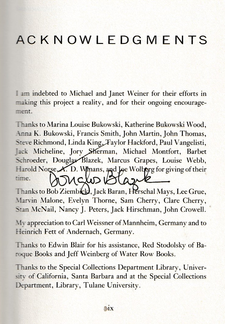 Signed by Gypsy Lou Webb: Hank: The Life of Charles Bukowski (1991)